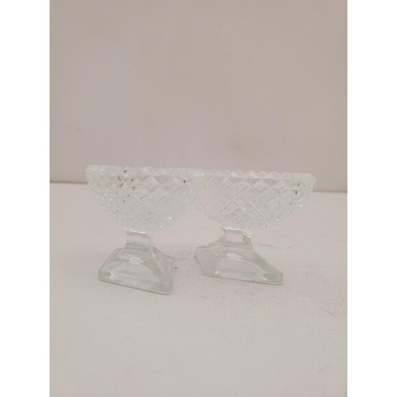 Oval pedestal open salt dips English hobnail pattern - Picture 5 of 10